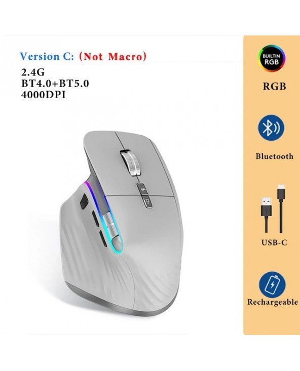 Ergonomic Bluetooth Wireless Mouse RGB Side Scroller for Laptop Ergonomic Bluetooth Wireless Mouse RGB Side Scroller for Laptop