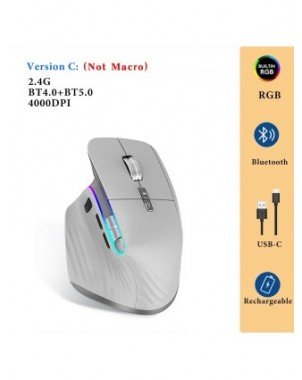 Ergonomic Bluetooth Wireless Mouse RGB Side Scroller for Laptop