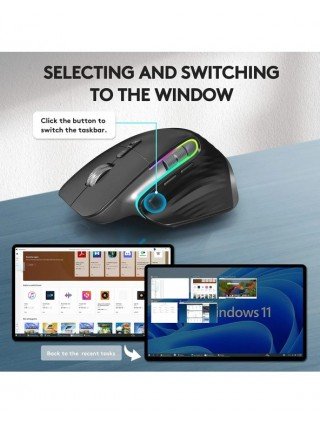 Ergonomic Bluetooth Wireless Mouse RGB Side Scroller for Laptop