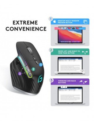 Ergonomic Bluetooth Wireless Mouse RGB Side Scroller for Laptop