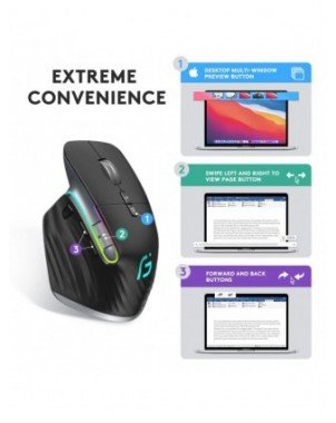 Ergonomic Bluetooth Wireless Mouse RGB Side Scroller for Laptop