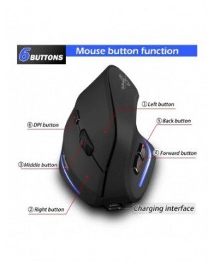 Lefon Vertical Wireless Mouse Game Rechargeable Ergonomic Mouse