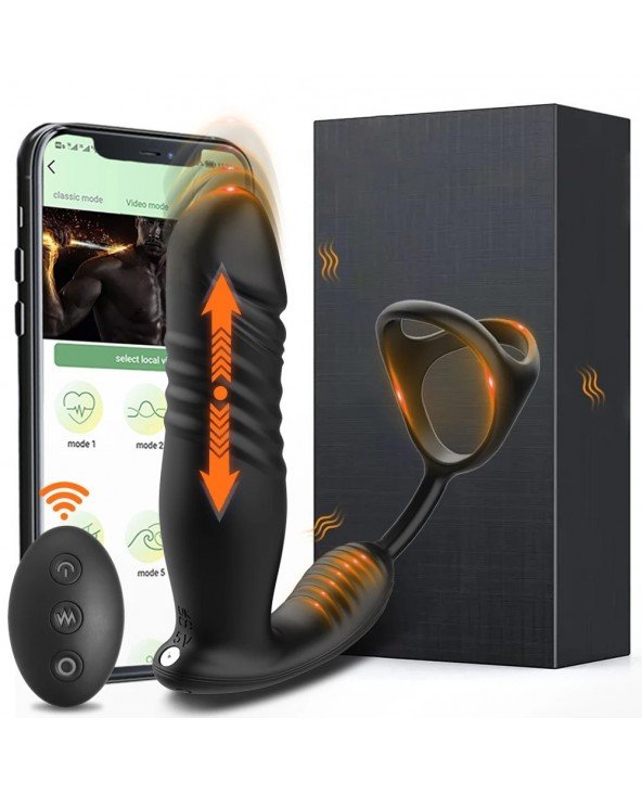 APP Control Telescopic Anal Vibrator Penis Ring Bluetooth Men's Masturbator  Sex Toys for Men Butt Plug Male Prostate Massage| |
