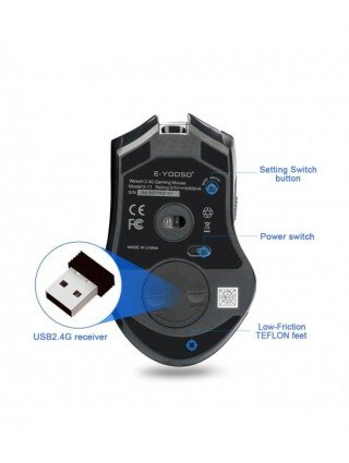 E-YOOSO X-11 RGB USB 2.4G belaidė žaidimų pelė 4000 DPI 9
