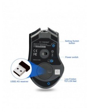 E-YOOSO X-11 RGB USB 2.4G belaidė žaidimų pelė 4000 DPI 9