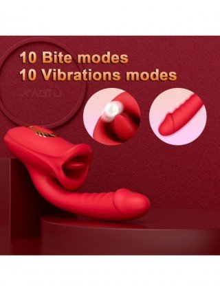 New G-spot Vibrator with Tongue Licking 2 IN 1 for Women