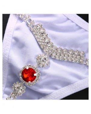 Stonefans Red Thong Swimsuit Bikini Panties for Women Jewelry