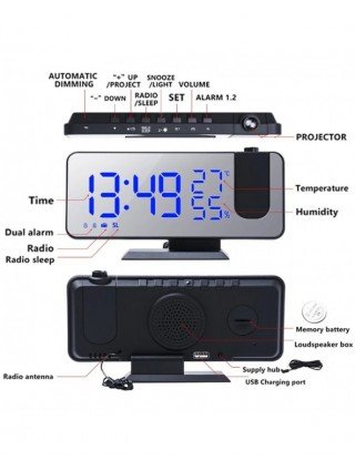 LED Digital Projection Alarm Clocks USB Electronic Ceiling