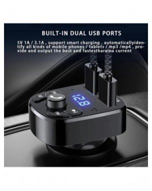 Car Mp3 Player Dual Usb Fast Charger Fm Bluetooth Receiver