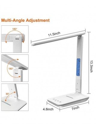 Wireless Charger Pad LED Desk Lamp Temperature Alarm Clock Eye
