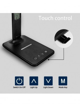 Wireless Charger Pad LED Desk Lamp Temperature Alarm Clock Eye