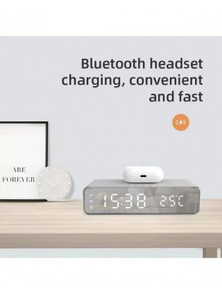 Wireless Charger Time Alarm Clock LED Digital Thermometer