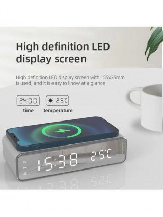 Wireless Charger Time Alarm Clock LED Digital Thermometer