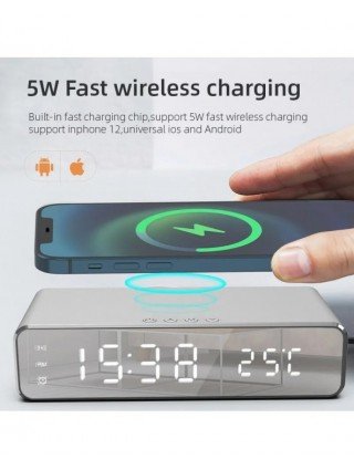Wireless Charger Time Alarm Clock LED Digital Thermometer