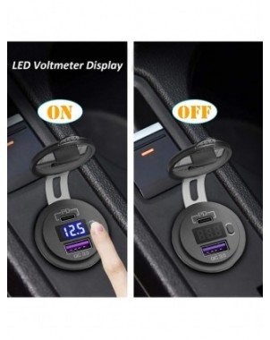 USB C automobilinio įkroviklio lizdas 12V/24V dvigubas USB