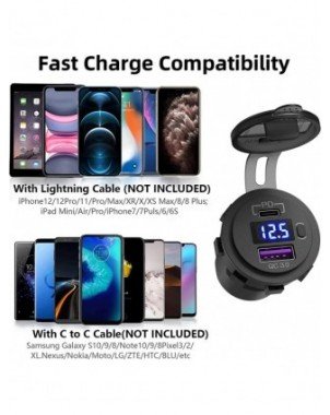 USB C automobilinio įkroviklio lizdas 12V/24V dvigubas USB
