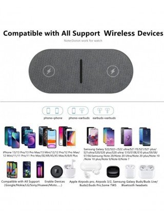 40W Fast Dual 2 in 1 Wireless Charger Pad for Airpods 3 Pro