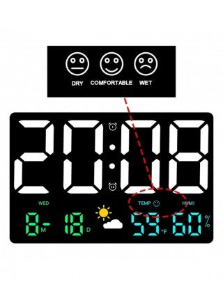 Rectangle LED Oversize Screen Alarm Clock Temperature Humidity