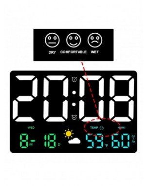 Rectangle LED Oversize Screen Alarm Clock Temperature Humidity