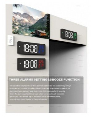 9“ Digital Wall Clock Large LED Screen Temperature Humidity