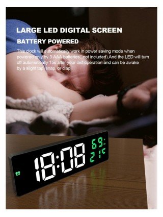 9“ Digital Wall Clock Large LED Screen Temperature Humidity