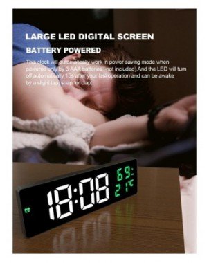 9“ Digital Wall Clock Large LED Screen Temperature Humidity