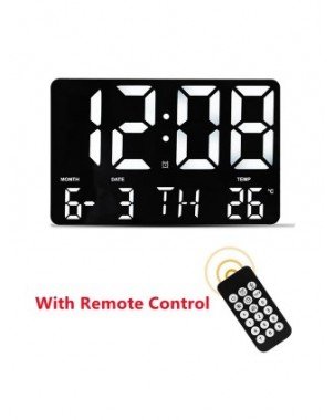 LED Digital Wall Clock Alarm Clock with Remote Control Large