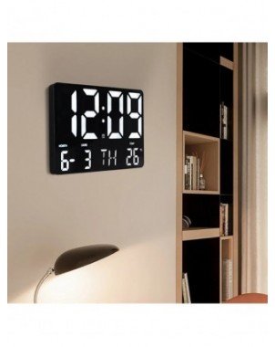 LED Digital Wall Clock Alarm Clock with Remote Control Large