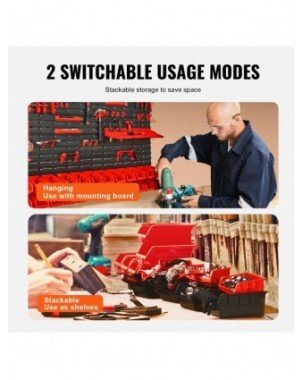 Wall Mounted Storage Bins 30/48-Bin Parts Rack Organizer Garage
