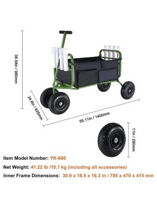 300lbs Beach Fishing Cart Fish Marine Foldable Cart with Four
