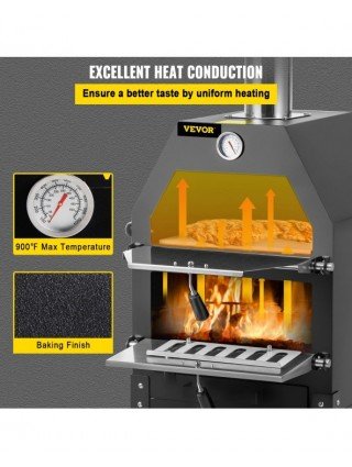 12" Outdoor Pizza Oven,2-Layer Wood Fire Pizza Oven,Wood