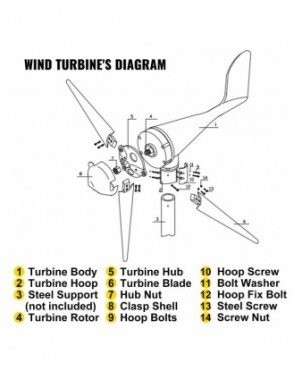 Vėjo turbina 500 W vėjo turbinos generatorius DC 12V vėjo