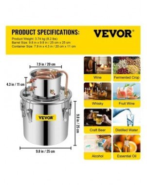 3/5/8 GAL Vandens alkoholio distiliatorius vario vyno gamybos