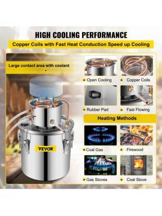 3/5/8 GAL Water Alcohol Distiller Copper Wine Making Boiler