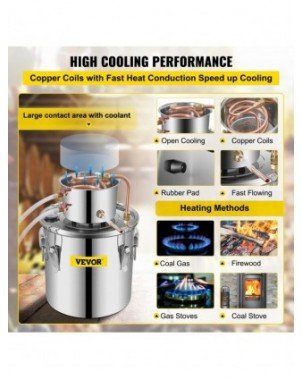 3/5/8 GAL Water Alcohol Distiller Copper Wine Making Boiler