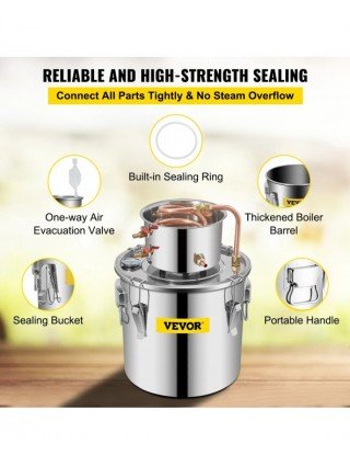 3/5/8 GAL Water Alcohol Distiller Copper Wine Making Boiler