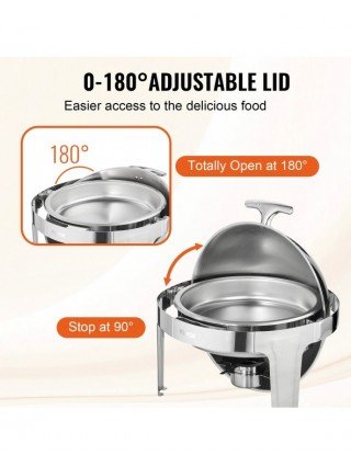 VEVOR 6 QT 2 Pack Roll Top Chafing Dish Buffet Set Stainless