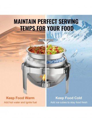 VEVOR 6 QT 2 Pack Roll Top Chafing Dish Buffet Set Stainless