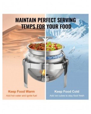 VEVOR 6 QT 2 Pack Roll Top Chafing Dish Buffet Set Stainless