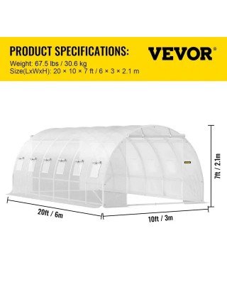 Walk-in Tunnel Greenhouse Galvanized Frame & Waterproof Cover