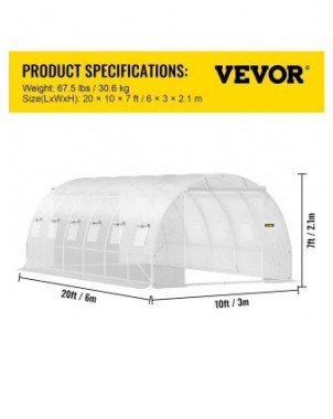 Walk-in Tunnel Greenhouse Galvanized Frame & Waterproof Cover