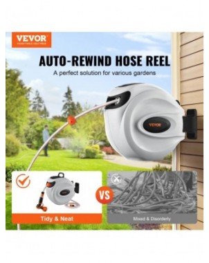 Retractable Hose Reel1/2 inch 180° Swivel Bracket Wall-Mounted