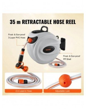 Retractable Hose Reel1/2 inch 180° Swivel Bracket Wall-Mounted