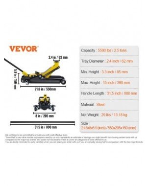 Floor Jack,2.5 Ton Low Profile Floor Jack, Heavy-duty Steel
