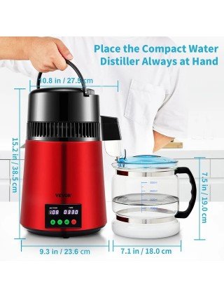 4L Water Distiller Purifier Filter 1 L/H Distilling Speed