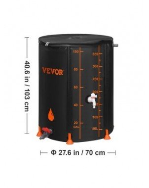 Collapsible Rain Barrel 53/100 Gal Large Capacity PVC Rainwater