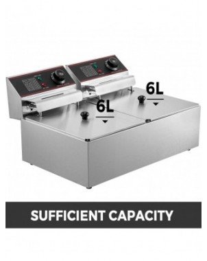 12L 5000W elektrinė gruzdintuvė su dvigubu krepšeliu ir dangčiu