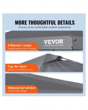 Pop Up Canopy Tent 250D PU Silver Coated Tarp with Portable