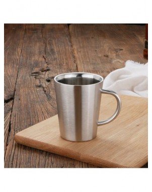 300ml 304 Stainless Steel Double Layer Mugs Coffee Cup Creative