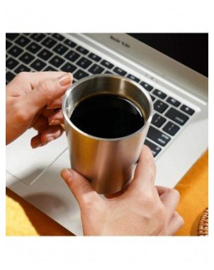 300ml 304 Stainless Steel Double Layer Mugs Coffee Cup Creative